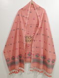 Pumpkin Orange Cotton Jamdani 2-Piece Set Kurti & Dupatta (UNSTITCHED) -766
