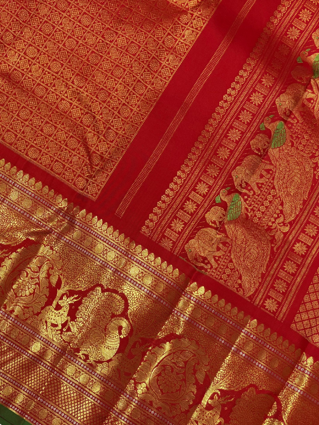 Handwoven Pure Gadwal Silk Saree | Red