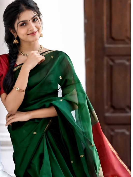 Maheshwari Silk Cotton Saree – Festive Elegance | Green