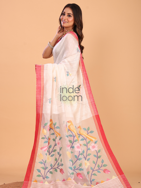 Matka Silk Saree With Pearl White - 141