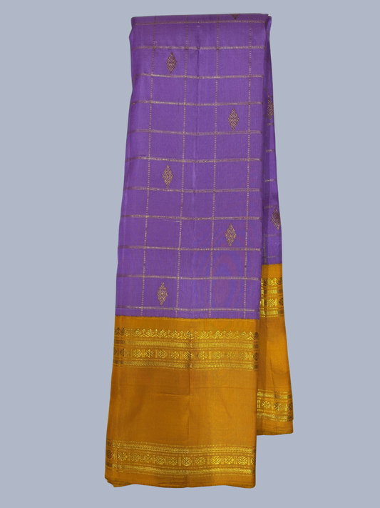 Pure Handwoven Gadwal Silk Saree With Lavender - 030