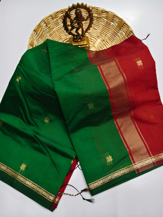 Maheshwari Silk Cotton Saree – Festive Elegance | Green