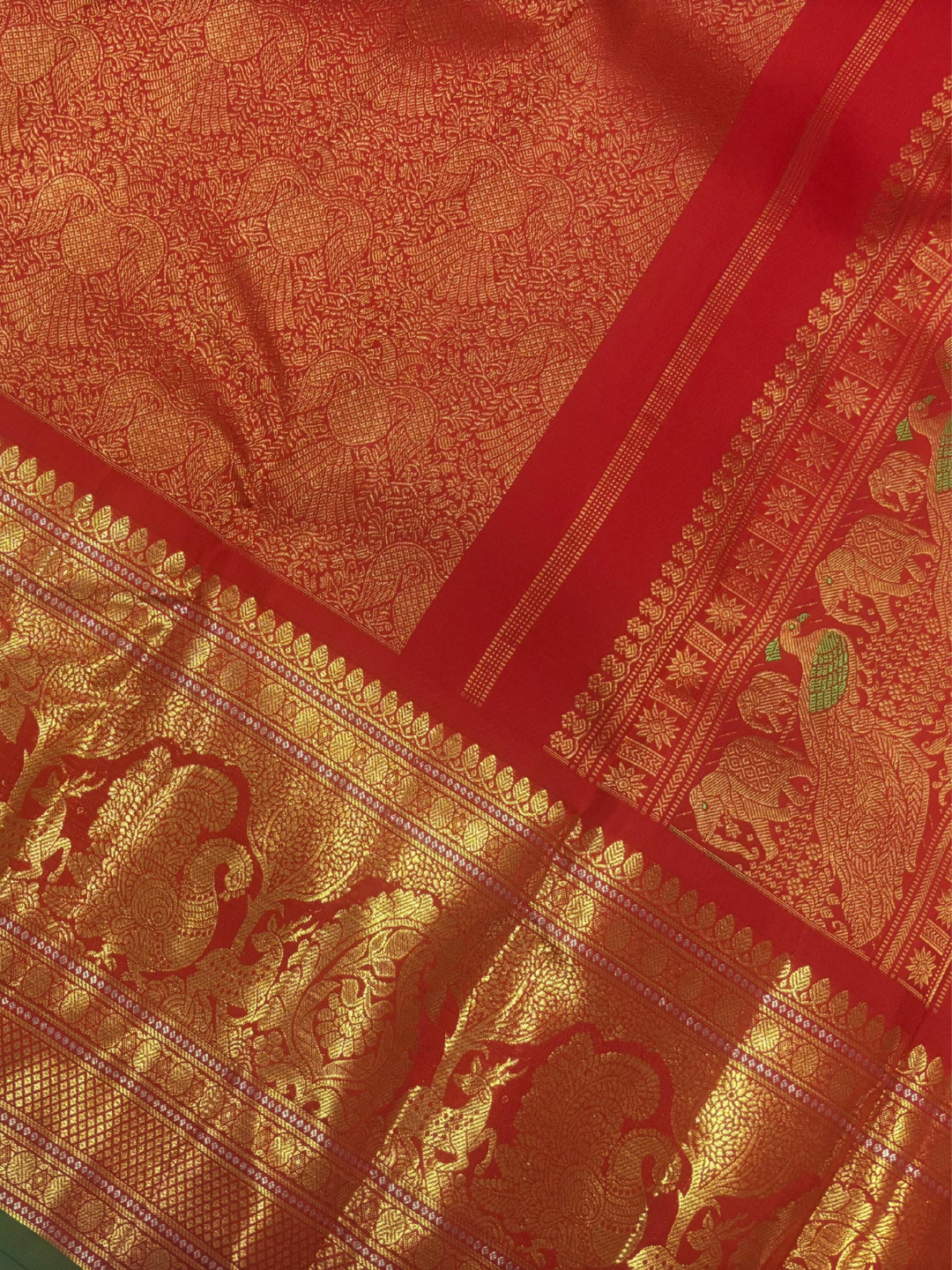 Handwoven Pure Gadwal Silk Saree | Red