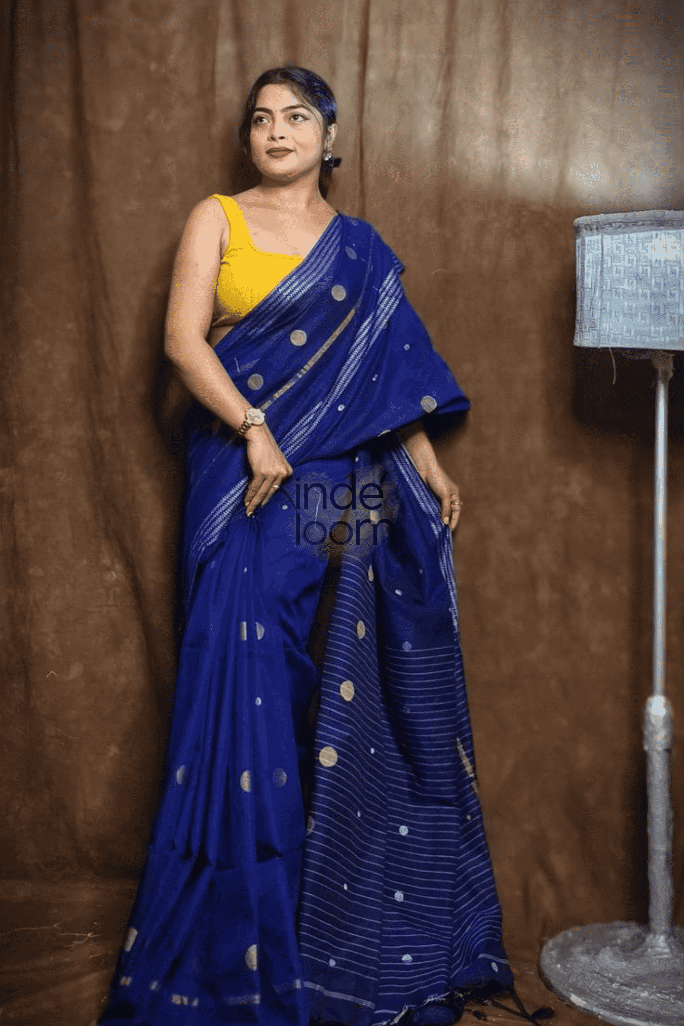 Cotton Silk Saree with Blue-001 - indeloom