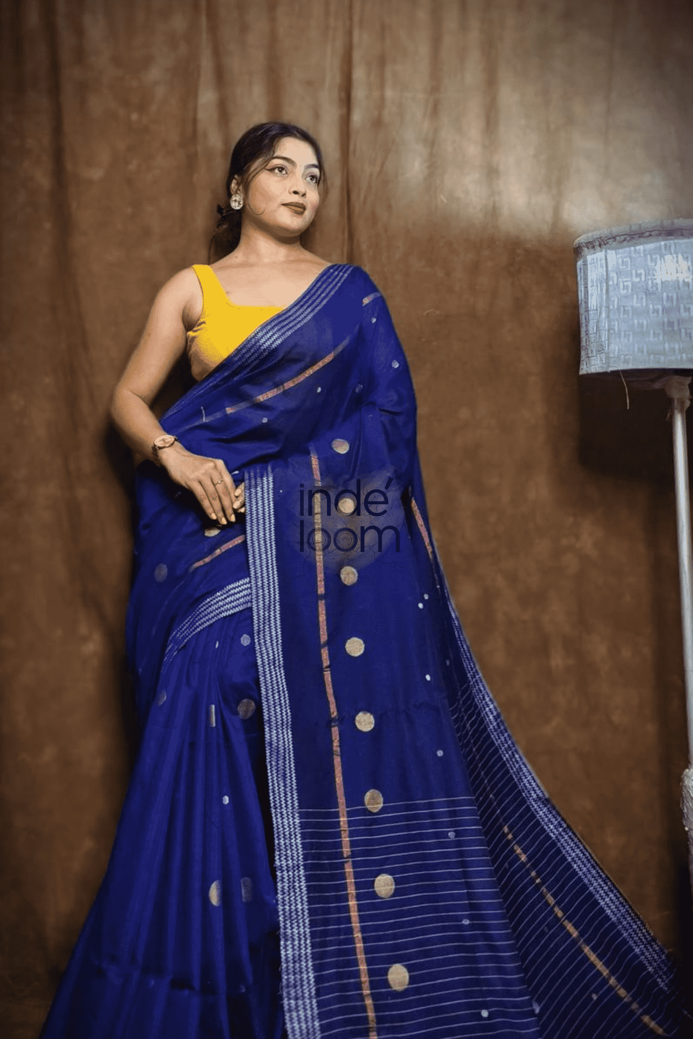 Cotton Silk Saree with Blue-001 - indeloom
