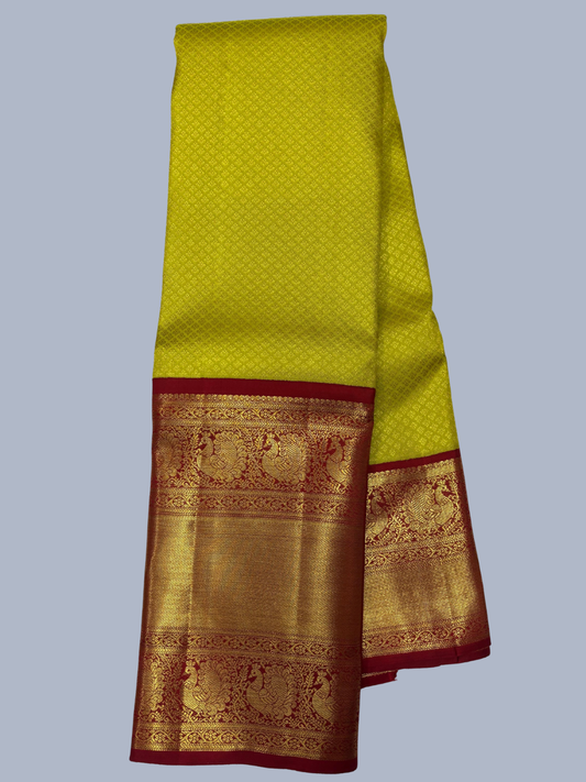 Pure Handwoven Gadwal Silk Saree With Pear Green - 031