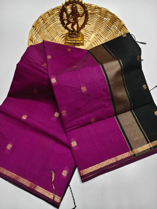 Maheshwari Silk Cotton Saree – Festive Elegance | Deep Purple