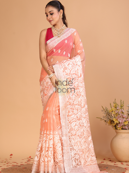 Organza Embroidery Saree With Blush Pink - 115