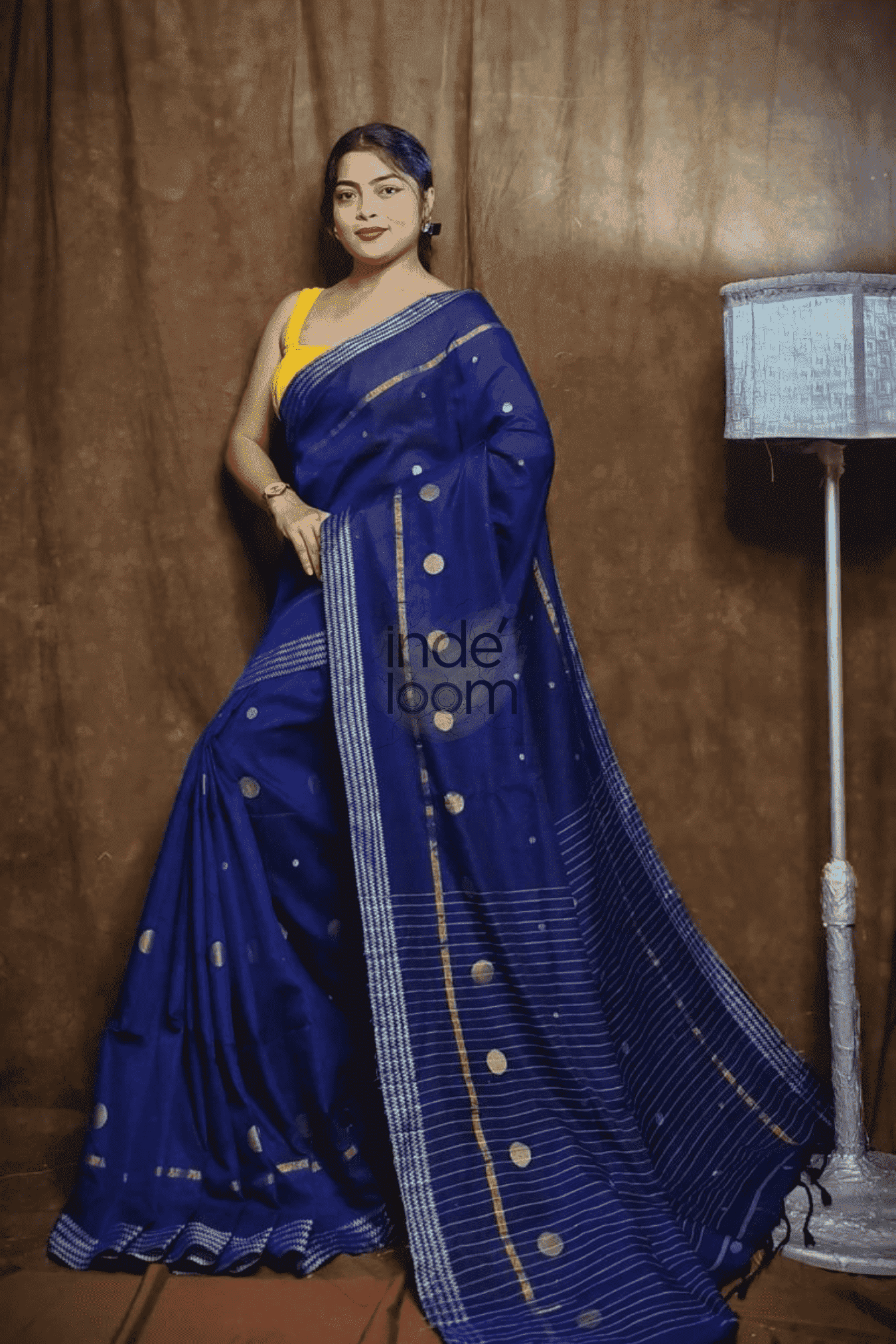 Cotton Silk Saree with Blue-001 - indeloom