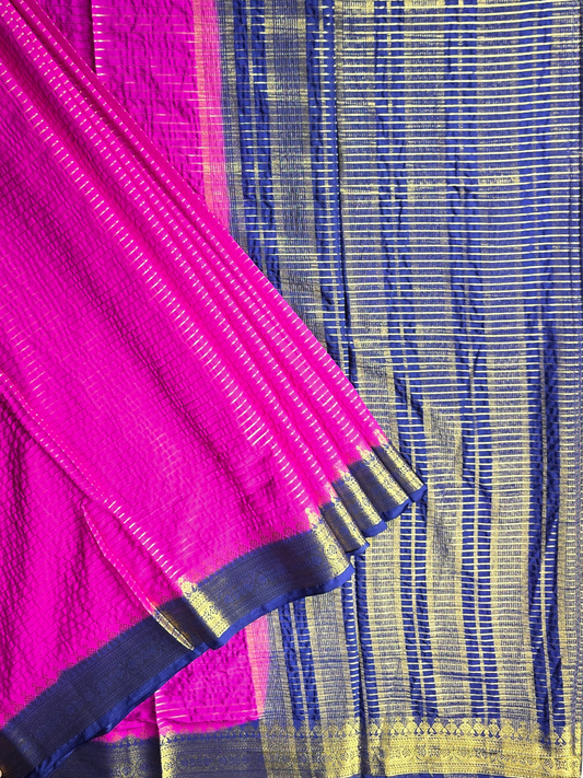 Classic Mysore Semi Silk Saree | Rani Pink
