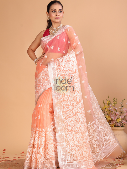 Organza Embroidery Saree With Blush Pink - 115