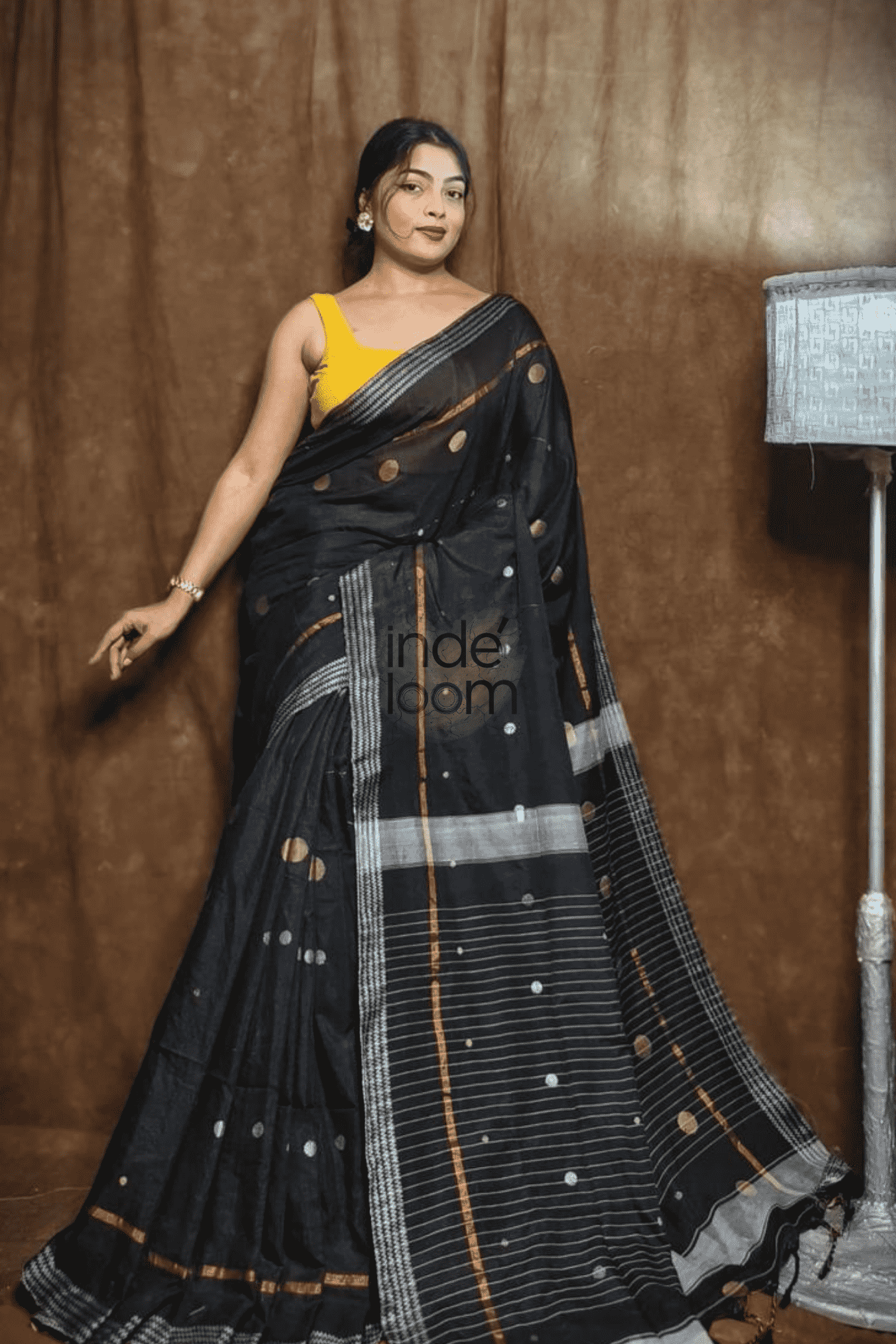 Cotton Silk Saree with Black-003 - indeloom