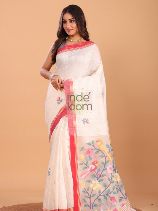 Matka Silk Saree With Pearl White - 141
