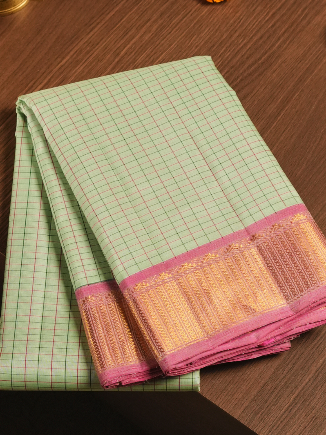 Silk Mark Certified Handloom Kanjivaram Silk Saree | Khaki Green