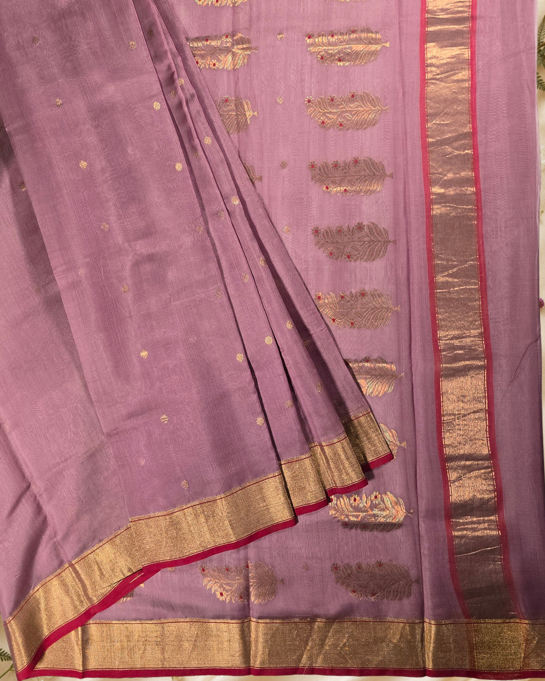 Handloom Chanderi Silk Cotton Saree | rose pink