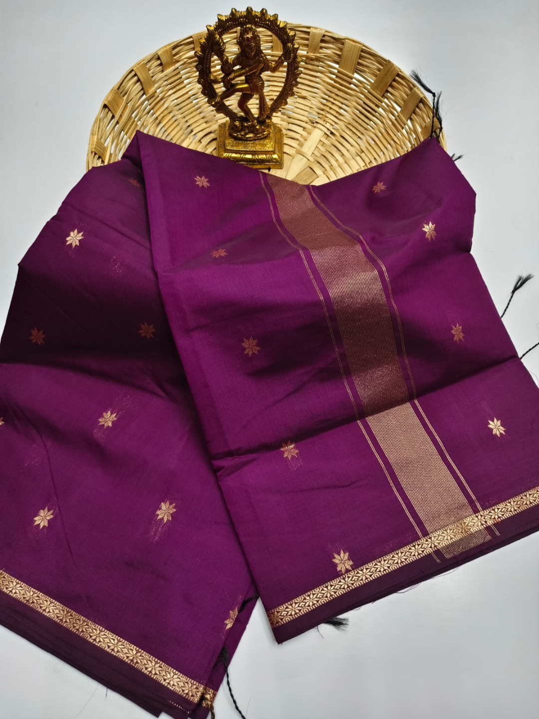 Maheshwari Silk Cotton Saree – Festive Elegance | Deep Plum
