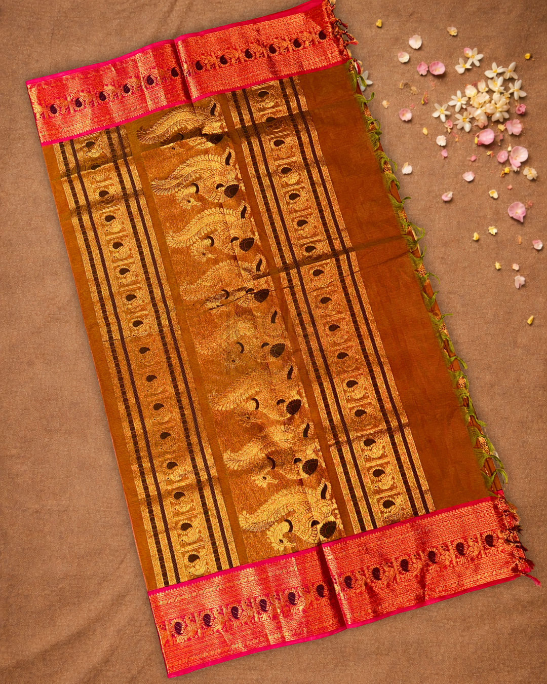 Chettinad cotton Saree | Copper Brown
