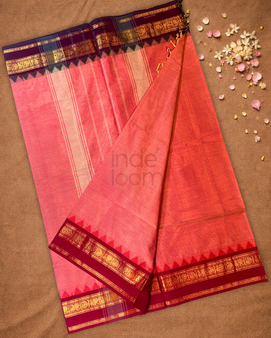 Chettinad cotton Saree | Tomato Red
