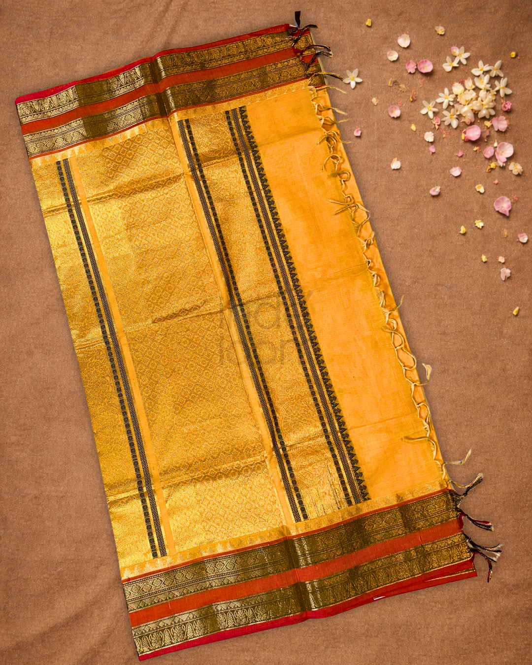 Chettinad cotton Saree | Honey Yellow