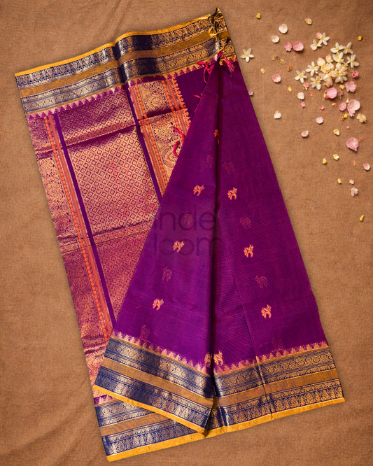 Chettinad cotton Saree | Indigo Purple