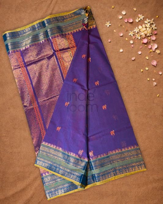Chettinad cotton Saree | Indigo Purple