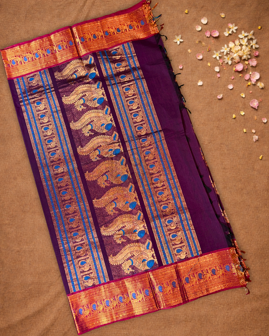 Chettinad cotton Saree | Royal Purple