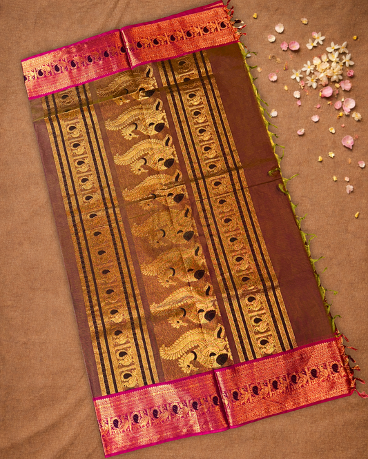Chettinad cotton Saree | Moss Green