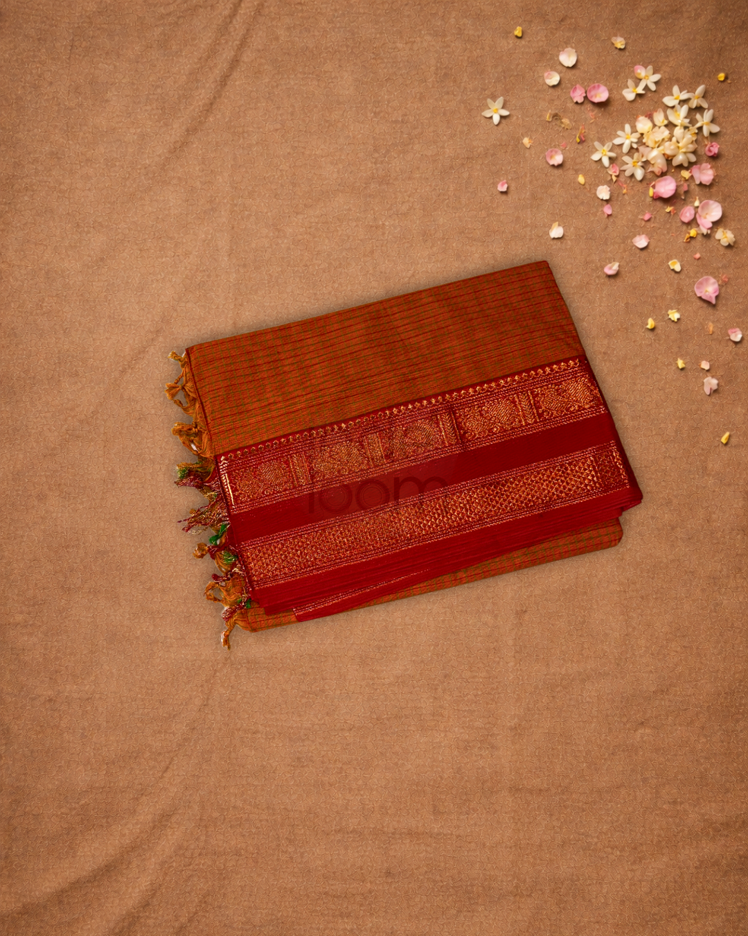 Chettinad cotton Saree | gold orange