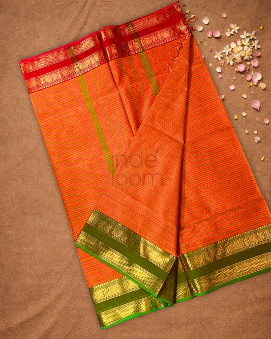 Chettinad cotton Saree | gold orange