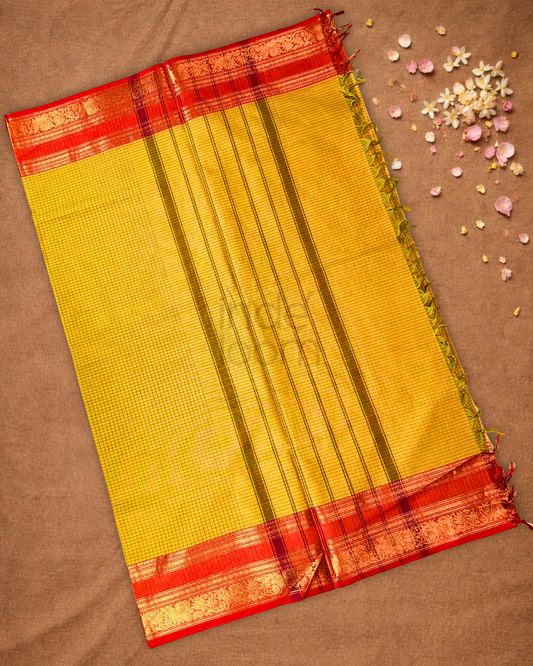 Chettinad Cotton Saree | corn yellow