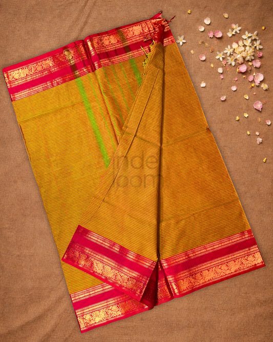 Chettinad cotton Saree | golden yellow