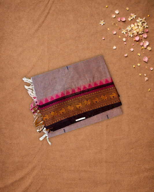 Chettinad Cottton Saree With Light Pink