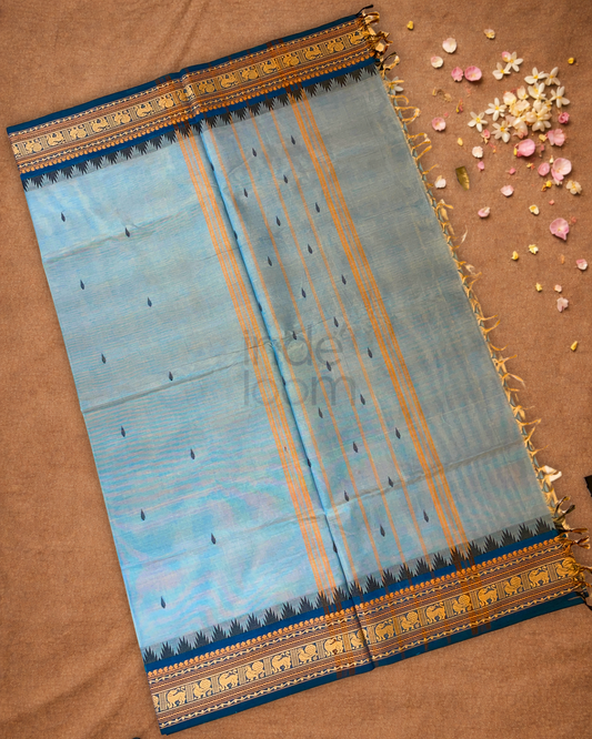 Chettinad Cotton Saree | Sky Blue