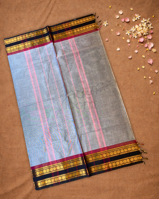 Chettinad Cotton Saree | Ash Grey