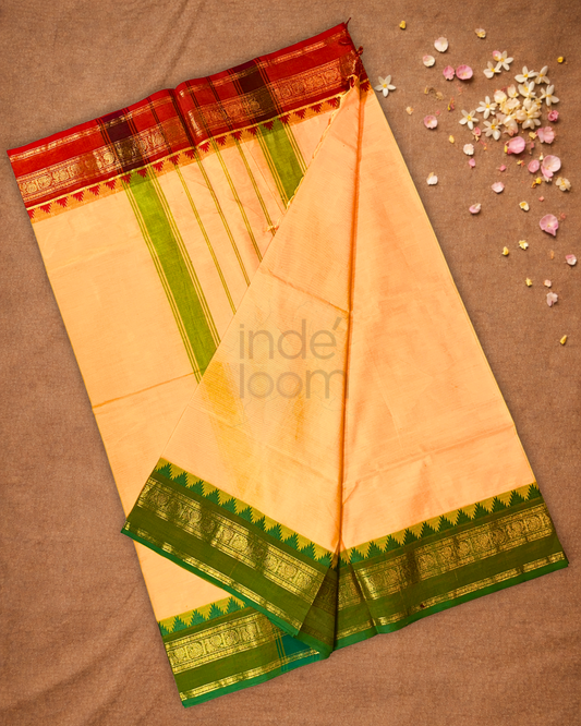 Chettinad Cottton Saree With Light Orange