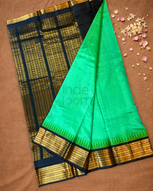 Pure Handloom Korvai Saree | French Lime Green