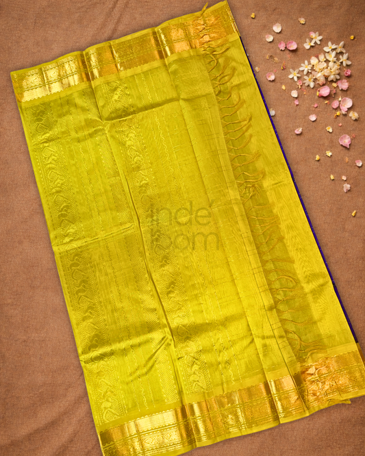 Pure Handloom Korvai Saree | Indigo Blue