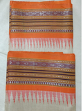 Fire Orange Handloom Vidarbha Tussar Silk Saree with Multicolor Contrast Border -071