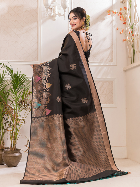 Krishna Megha - Deep black weave with mayura chakra