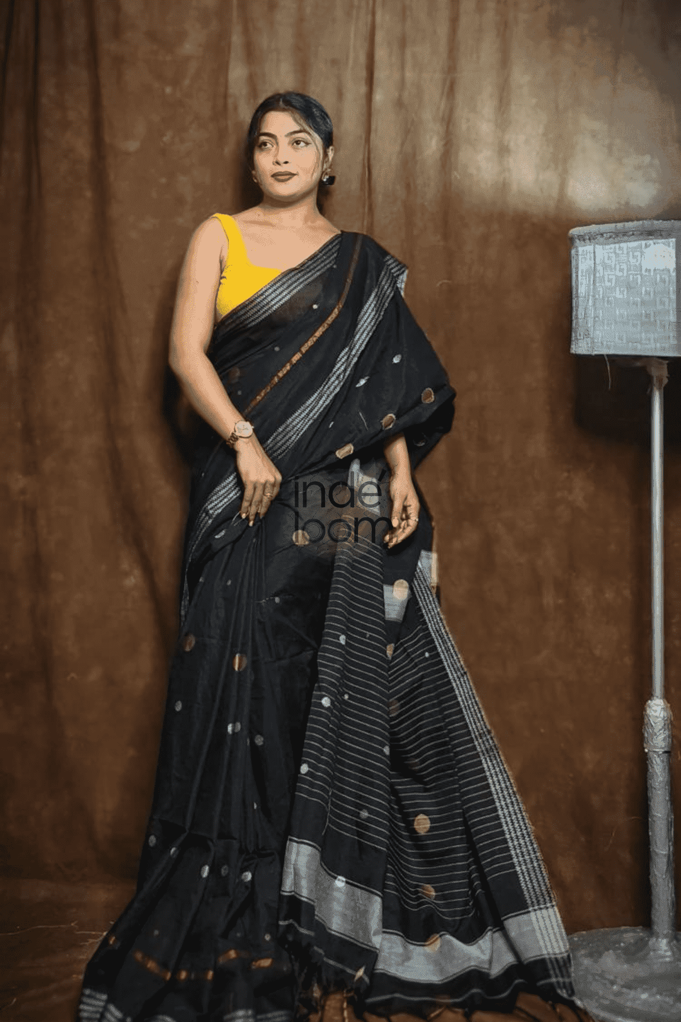 Cotton Silk Saree with Black-003 - indeloom