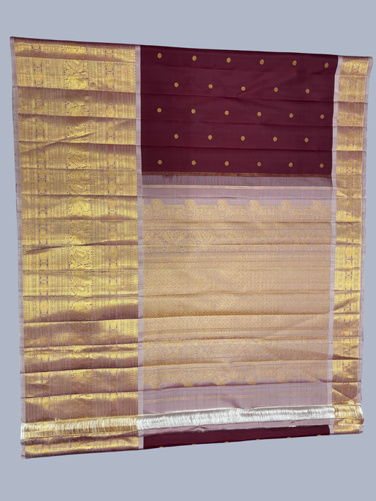 Pure Handwoven Gadwal Silk Saree With Wine Maroon - 031