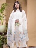 Pale White Jamdani 2-Piece Set Kurti & Dupatta (UNSTITCHED) -662
