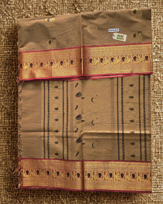 Kanchi Cotton|Tan & Brick Red