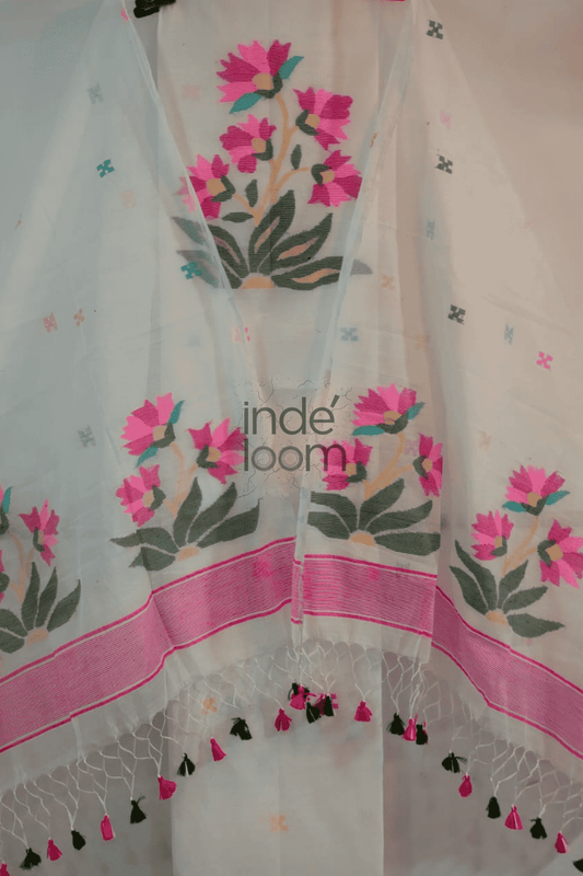 Pure White | Handloom Jamdani Muslin Unstitched 2-Piece Kurti