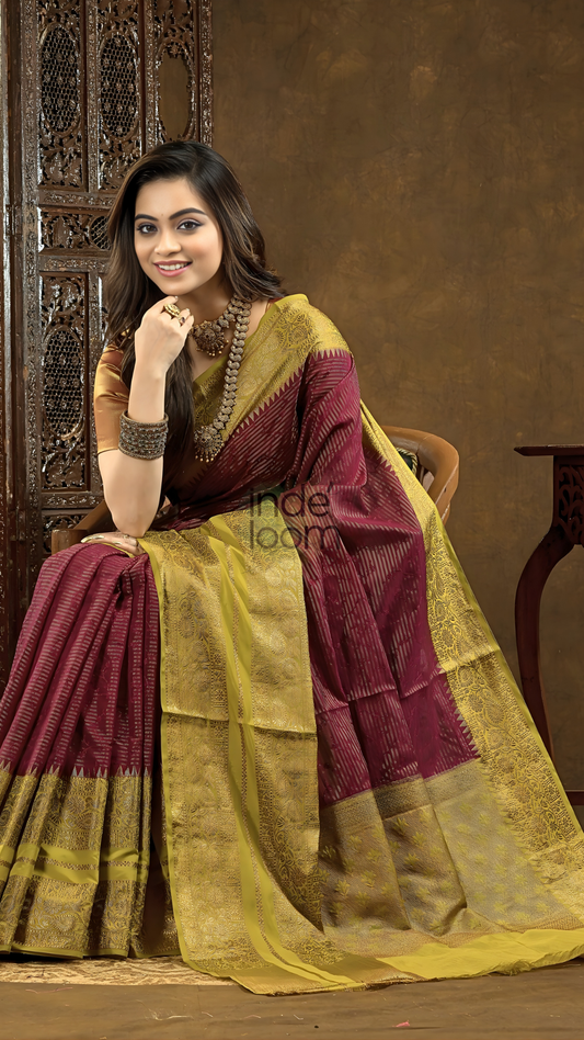 Marron Cotton Silk Saree - 008