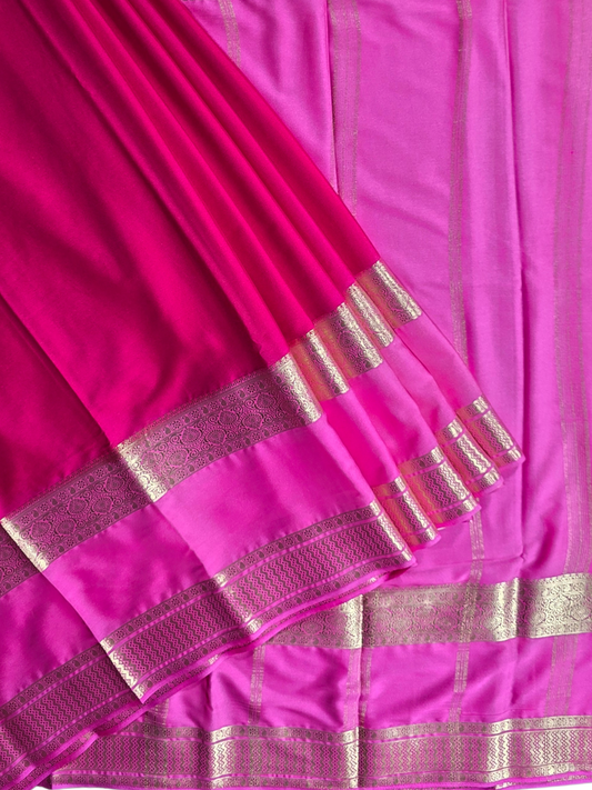 Classic Mysore Semi Silk Saree | Rani Pink