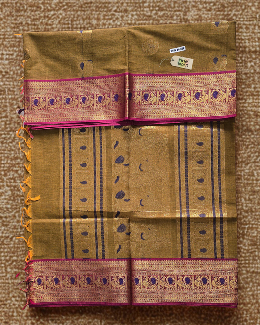 Kanchi Cotton|Jute Brown & Pink