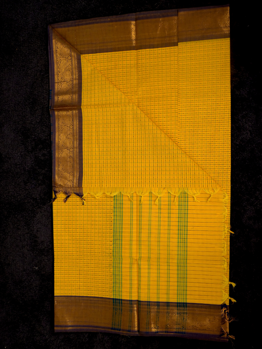 Kanchi Cotton|Bright Yellow & Purple