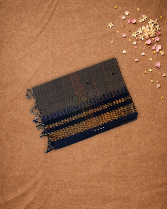 Chettinad cotton Saree | stone grey