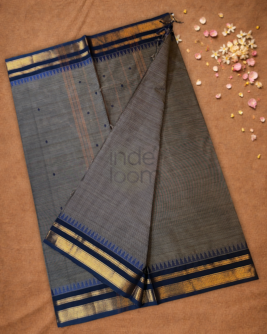 Chettinad cotton Saree | stone grey